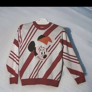 Disney Men's Red and White Sweater